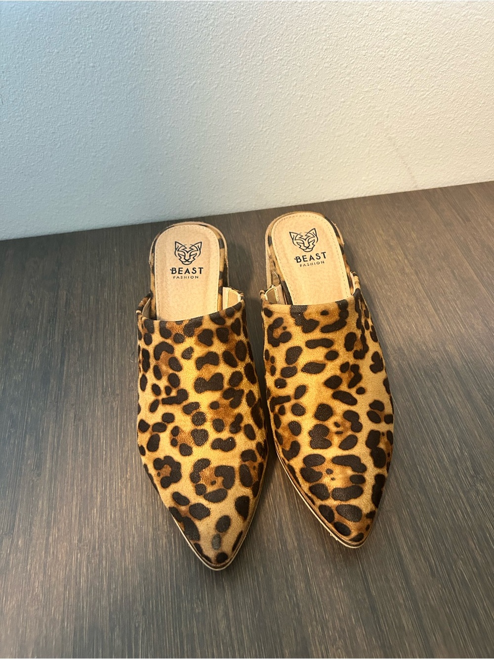 BEAST FASHION Leopard-Print Pointed Slip-On Mules - Brown & Black